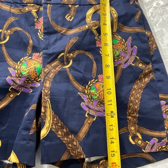 LRL Lauren Ralph Lauren Size 8 Flat Front Cotton City Shorts Navy Equestrian - Picture 8 of 10